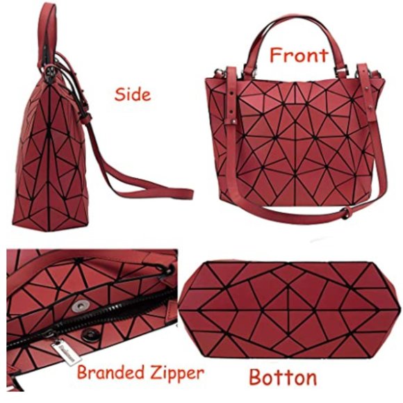 Red Geometric Holographic Flash Reflective Bag - Picture 5 of 8